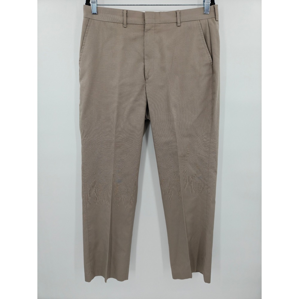 Knights Bridge For Men Tan Khaki Flat Front Dress Pants Straight Leg 35x28.5